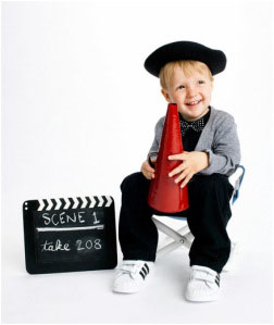 Kid dressed as a Movie Director