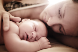 Mom and baby sleeping